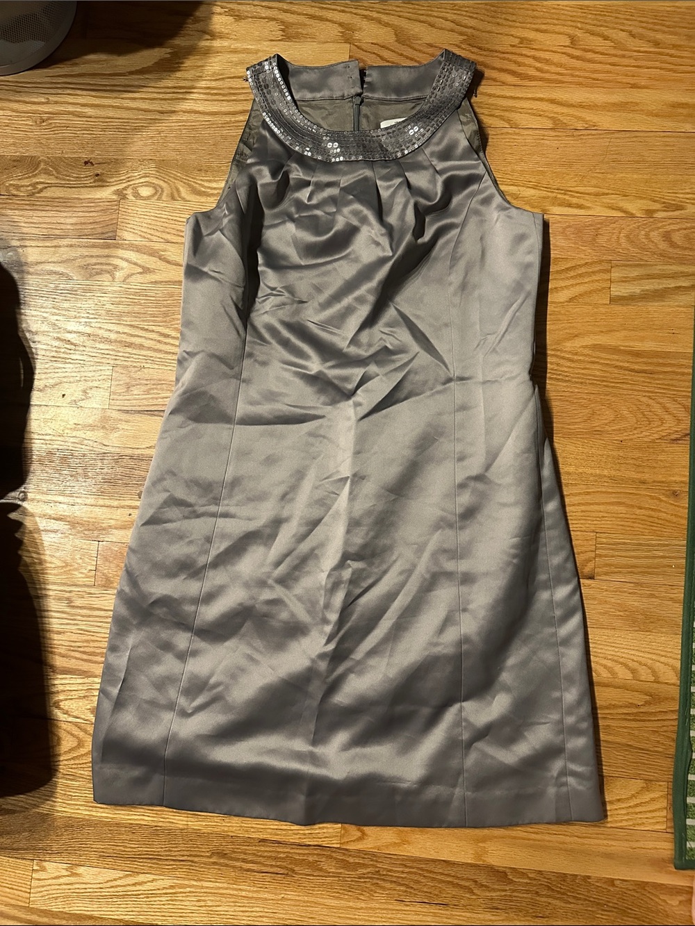 LOFT Silver Sleeveless Beaded Neckline Midi Dress